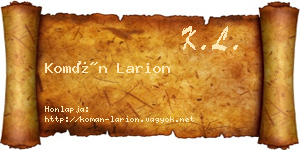 Komán Larion névjegykártya